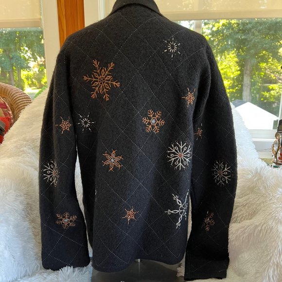 🎉HP🎉 Herman Geist Hand Beaded Snowflake Wool Jacket - Picture 6 of 11